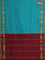 10 yards Poly cotton saree teal green and maroon with plain body and rettapet zari woven border