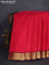 10 yards silk cotton saree reddish pink and green with plain body and zari woven border