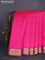10 yards silk cotton saree pink and blue with plain body and zari woven border
