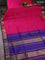 10 yards silk cotton saree pink and blue with plain body and zari woven border