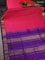 10 yards silk cotton saree dual shade of pinkish orange and blue with plain body and zari woven border