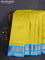 10 yards silk cotton saree lime yellow and cs blue with plain body and zari woven border