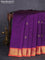 10 yards silk cotton saree violet and orange with annam & rudhraksha zari woven buttas and zari woven border