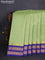10 yards silk cotton saree pista green and blue with allover small zari checks and zari woven border