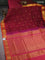 10 yards silk cotton saree maroon and dual shade of pinkish orange with allover vairaosi pattern & zari buttas and zari woven border