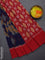 Ikat cotton saree blue and red with allover ikat weaves and simple border