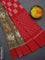 Ikat cotton saree chikku shade and red with allover ikat weaves and simple border