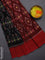 Ikat cotton saree black and red with allover ikat weaves and simple border