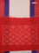 Ikat cotton saree cream and blue red with plain body and long ikat style border