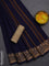 10 Yards chettinad cotton saree navy blue and sandal with plain body and thread woven border