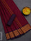 10 Yards chettinad cotton saree dark magenta pink and wine shade with plain body and thread woven border