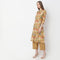 A-Line Printed Band Collar Kurta With Pant Set