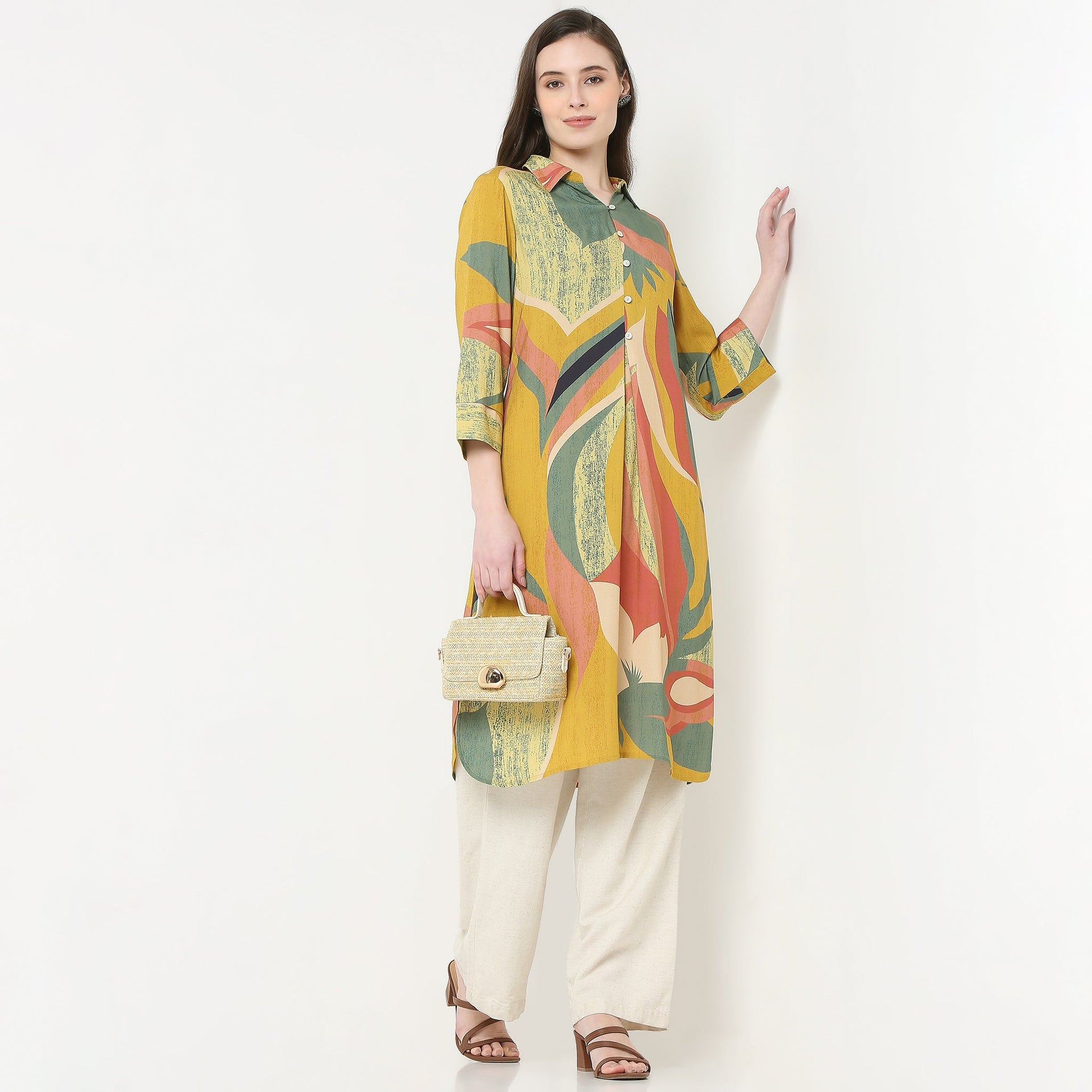 Blue Winterlight Printed Straight Kurta