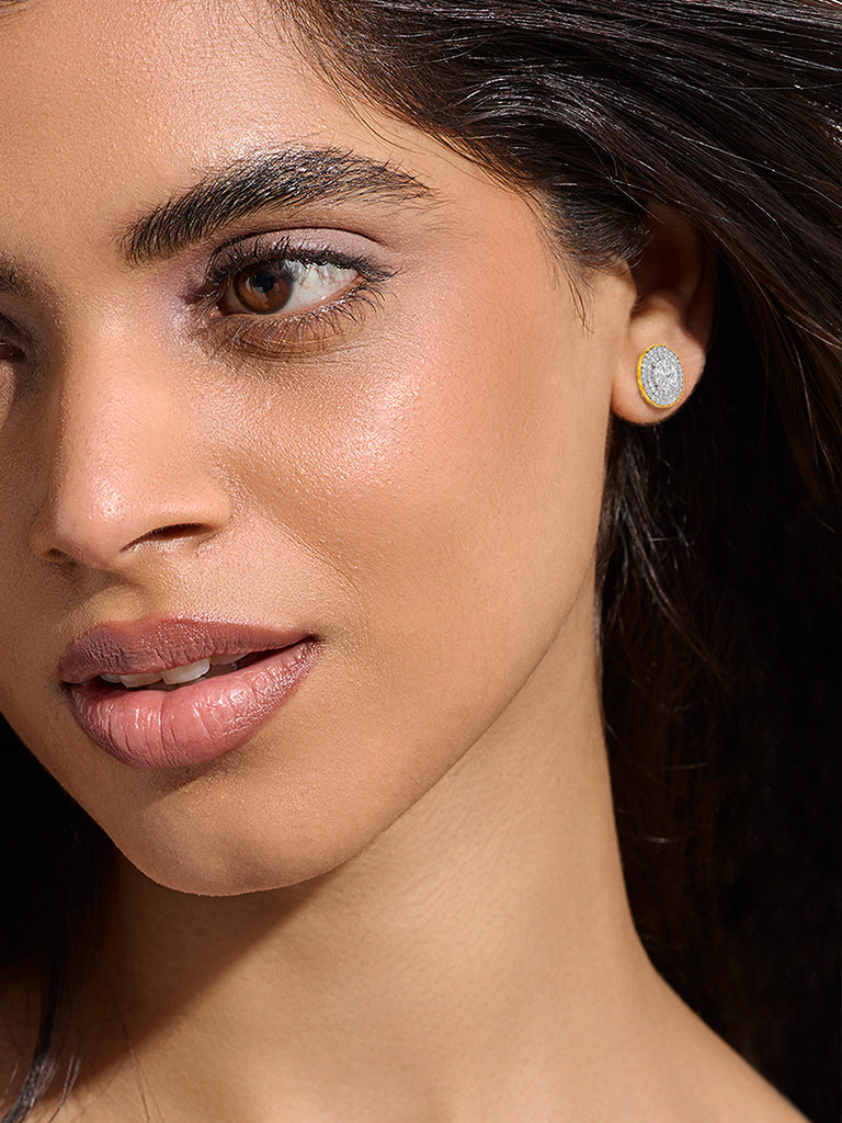 Pome Luxe Oval Double Halo Lab Diamond Stud Earrings
