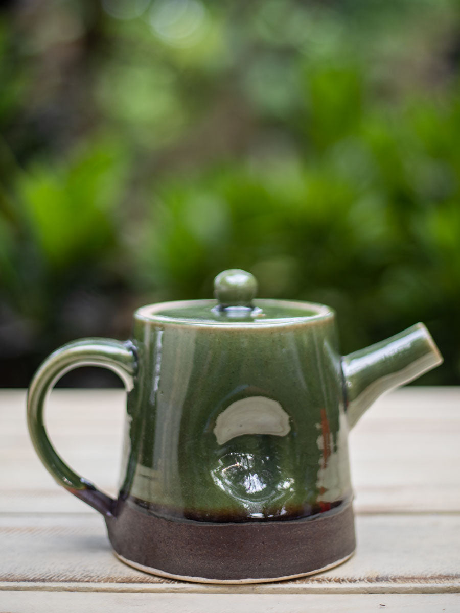 Emerald Hand-Thrown Dimpled Ceramic Tea Pot