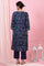 Indigo Handblock Print Straight Kurta