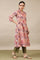 Light Pink Handblock Printed Flared Kurta