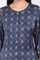 Navy Blue Geometric Printed Embroidered Modal Satin Straight Kurta