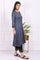 Navy Blue Geometric Printed Embroidered Modal Satin Straight Kurta