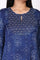 Blue Bandhani Mirror Work Flared Modal Satin Kurta