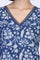 Blue Block Print Mirror Work Straight Cotton Kurta