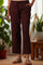 Red Solid Cotton Blend Straight Pants