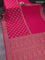 Banarasi crepe saree pink with half & half style and woven border