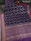 Banarasi dupion silk saree navy blue and purple with allover thread & zari floral weaves and woven border
