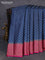 Banarasi tussar silk saree peacock blue and magenta pink with allover thread & zari woven buttas and woven border
