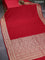 Banarasi crush crepe saree red with plain body and zari woven border