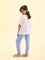 Girls Solid Baby Blue Ankle Length Leggings