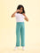 Girls Light Mint Side Stripe Mid Rise Track Pants