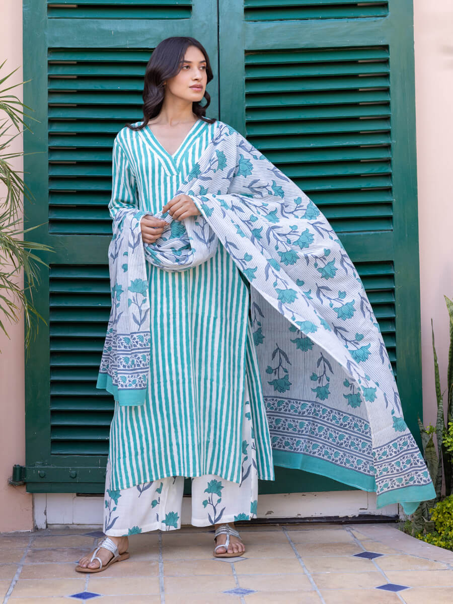 Set of 3 - Geet Kurta, Palazzo and Dupatta