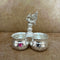 German Silver Chopala Haldi Kumkum Holder 2 Bowls Attached