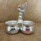 German Silver Chopala Haldi Kumkum Holder 2 Bowls Attached