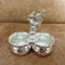 German Silver Chopala Haldi Kumkum Holder 2 Bowls Attached