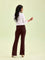 Dark Wine Cotton Stretch Flared Pant