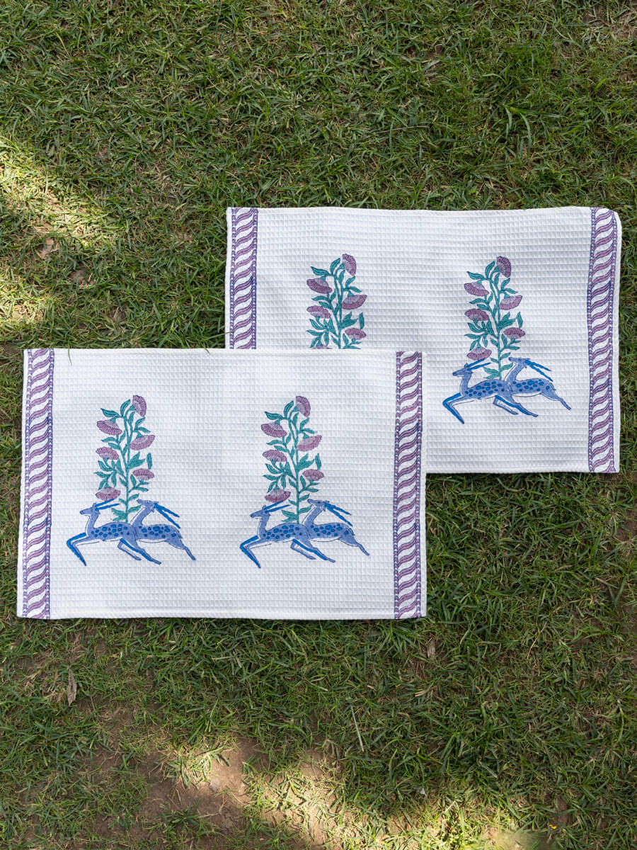 Set of 2 - Harini Block Printed Cotton Hand Towel