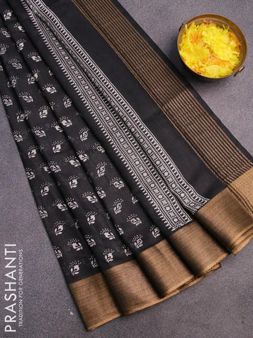 Bhagalpuri saree black with allover butta prints and zari woven border