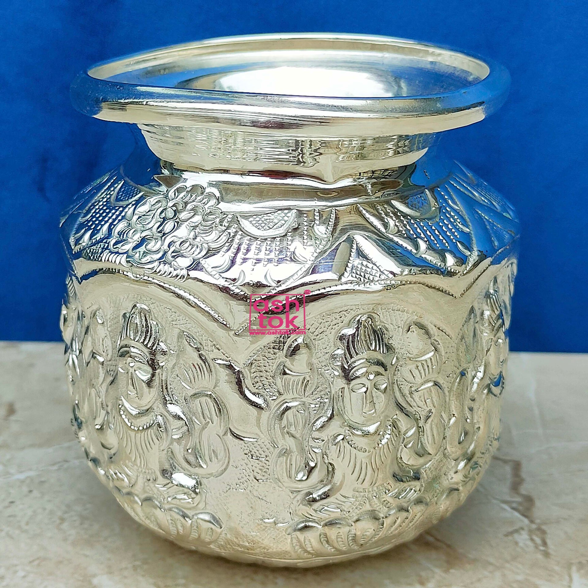 German Silver Lota, Ashtalakshmi Kalash for Puja