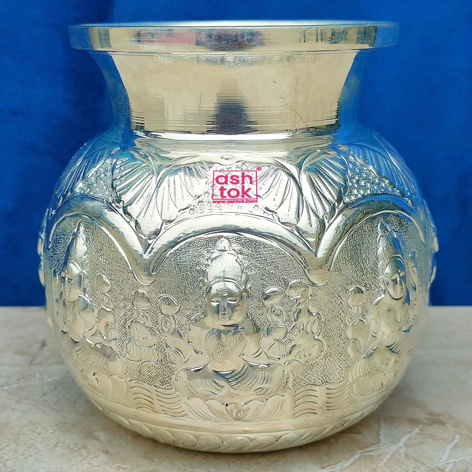 German Silver Lota, Asta Lota for Puja, Puja Chombu. Diameter - 4 Inches.