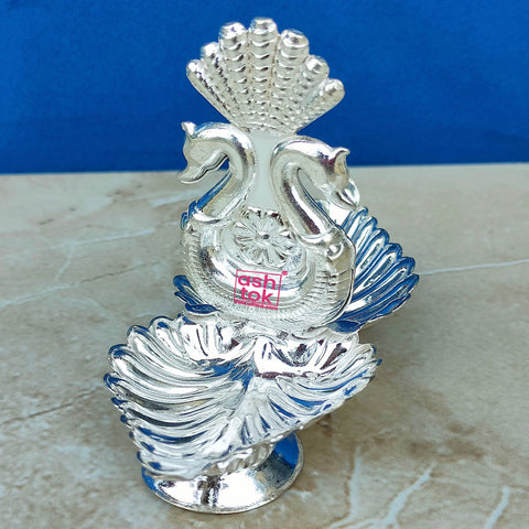 German Silver Diya, Puja Deepam, Oil Lamp Diameter 4.5 Inches