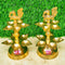 Brass Panchamahal 2 Step Peacock diya Set, Handmade diwali diya (Set of 2)