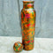 Pure Copper Medallion Candy Paisley Printed Lacquered Leak Proof Copper Water Bottle, Capacity - 1 Litre