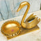 Traditional Brass Swan With Urli Decor Bowl, Handcrafted Decorative Urli Bowl