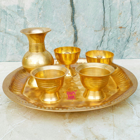 Brass Puja Thali Set, Decorative Puja Items for Home