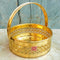 Round Shaped Brass Puja Basket, Traditional Phool Butti, Om design Puja Basket (Dia 8 Inches)