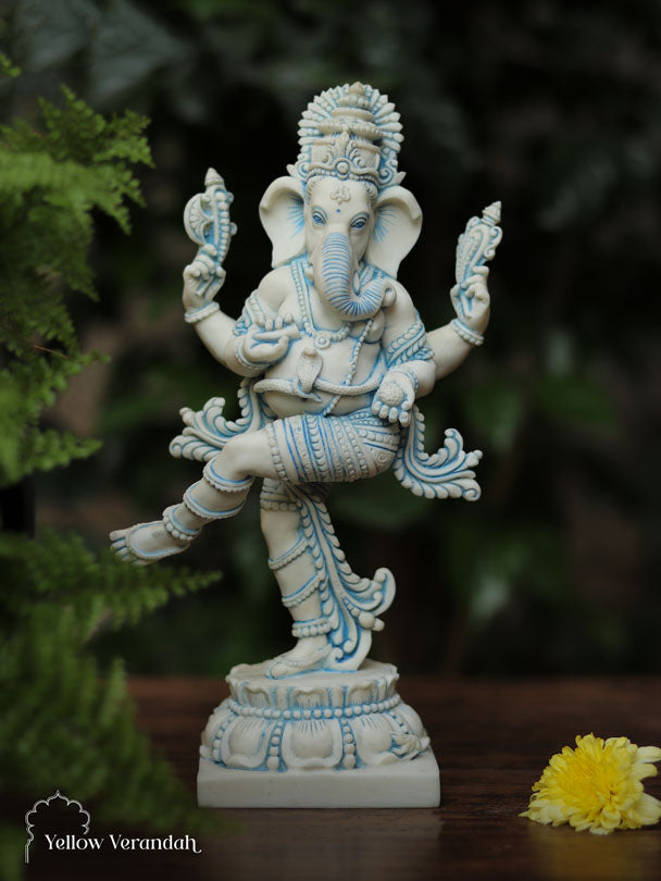 Marble Dust Sculpture - Dancing Ganesha