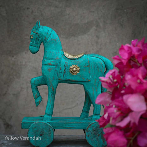 Wooden Horse on Wheel