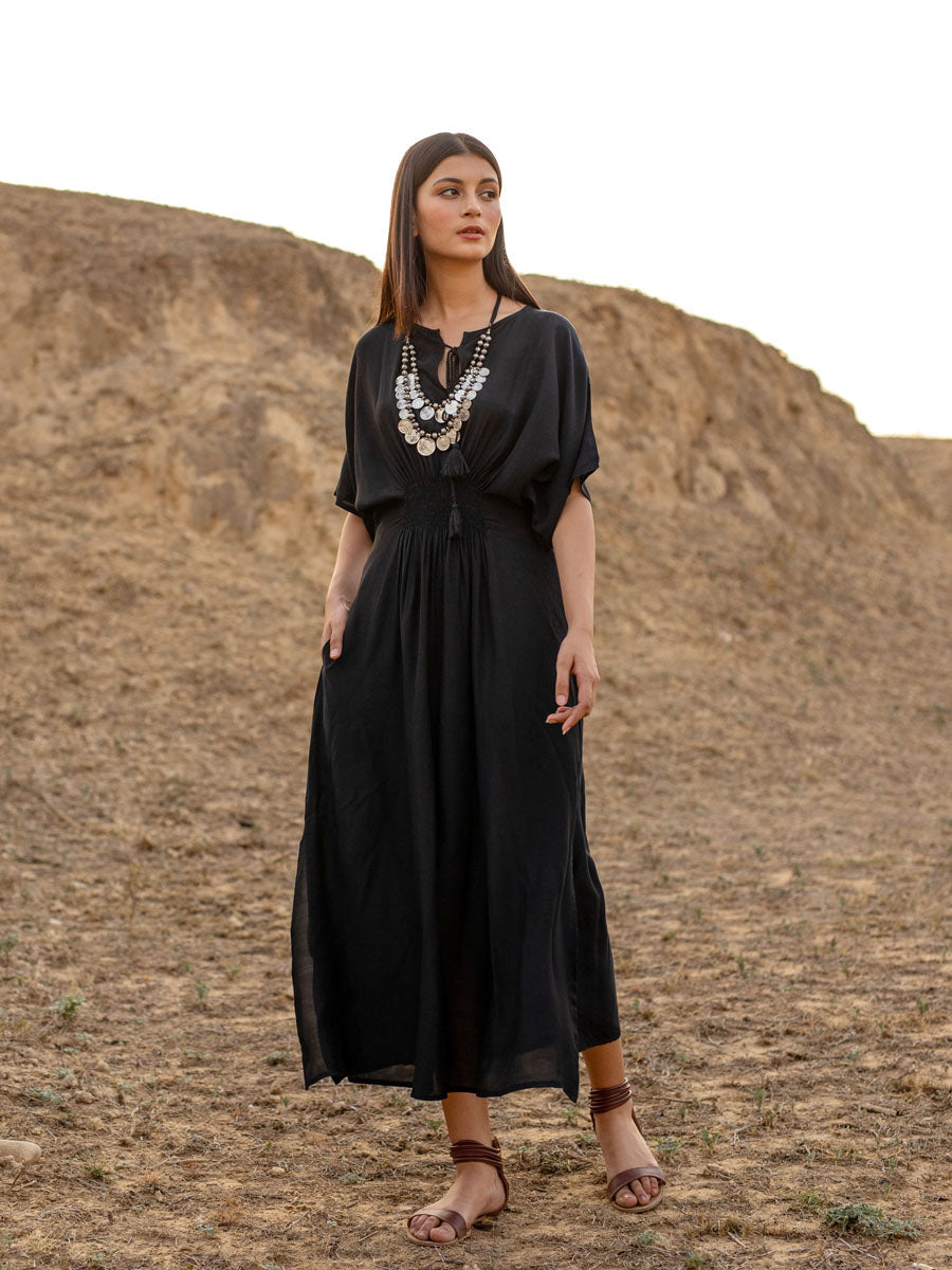 Kasturi Black Kaftan Maxi Dress